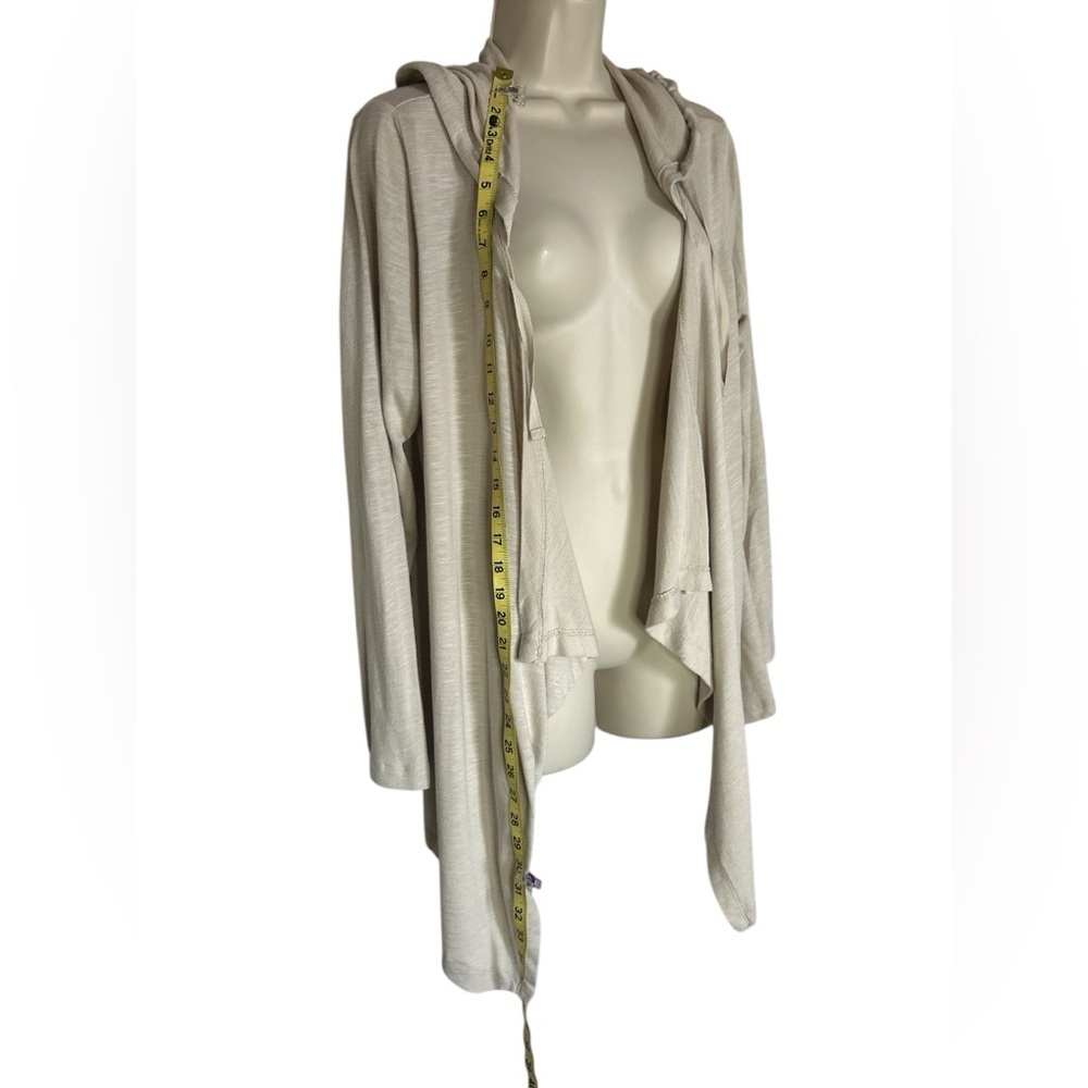 XCVI Cream Hooded Cardigan Long Drape Sz L - Picture 3 of 5